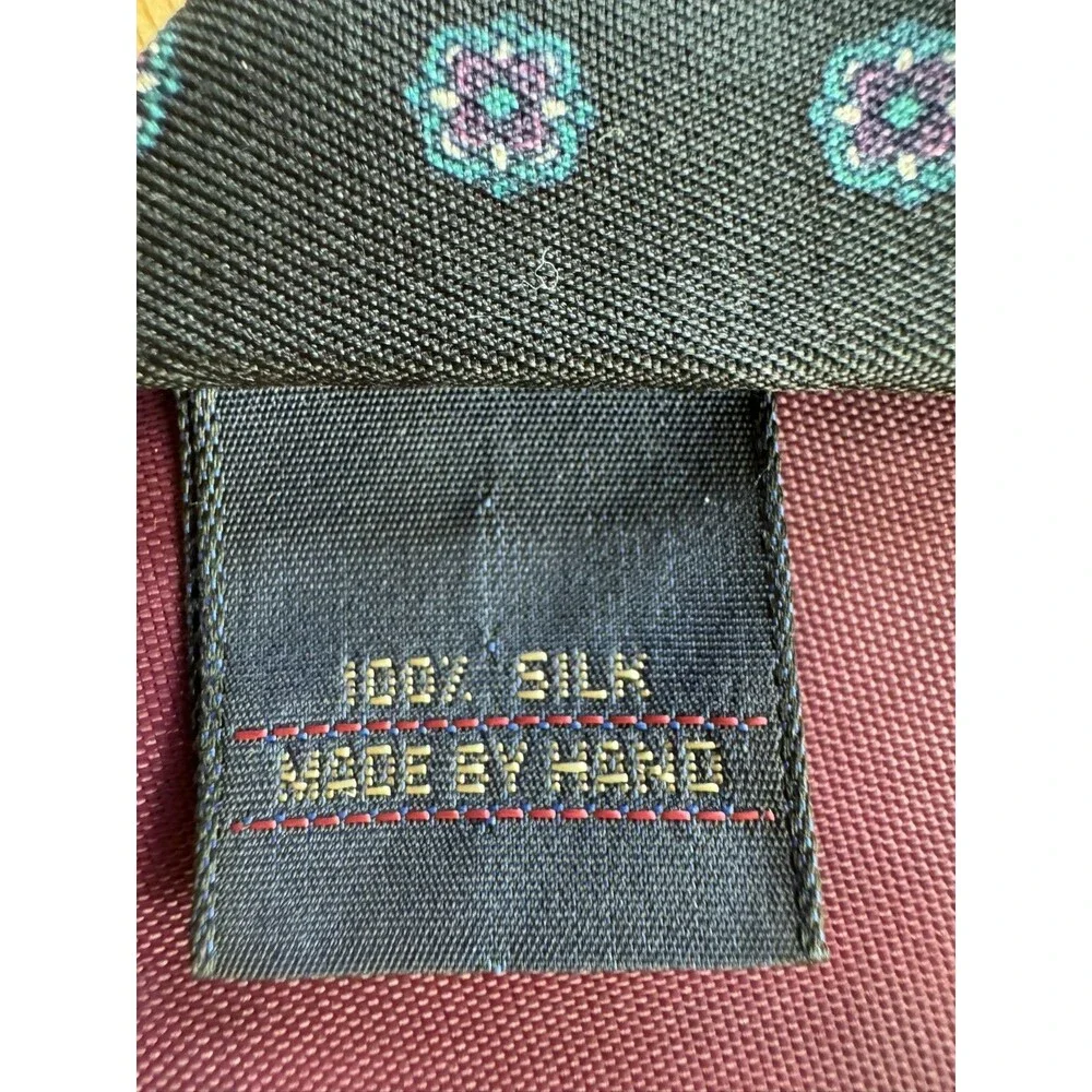 Vintage Ferrell Reed for Nordstrom Silk Tie Black Teal Burgundy Geometric